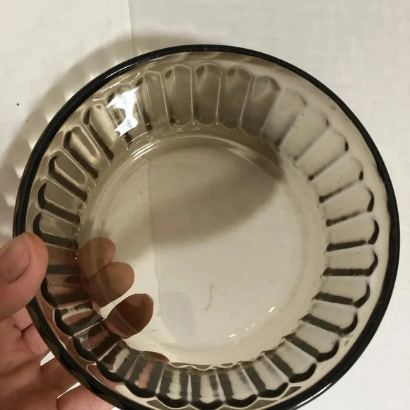 Vtg Smokey Glass Serving Bowl - Picture 7 of 8